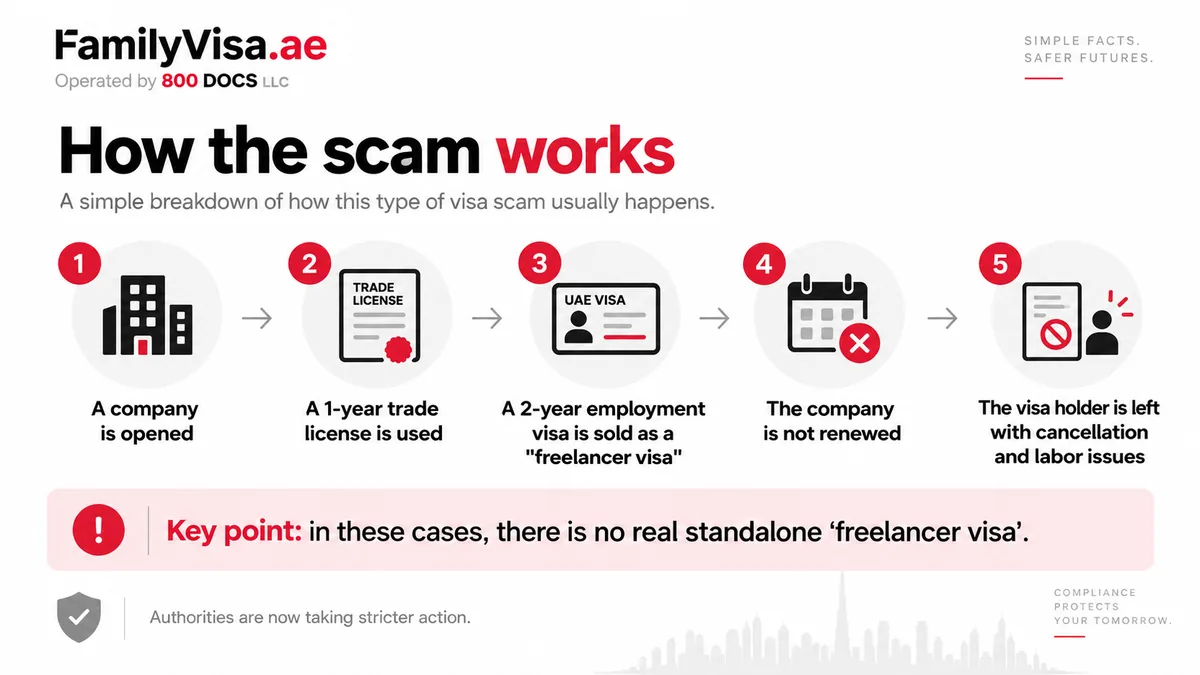 How the freelance visa scam works in Dubai — five steps from shell company to abandoned visa holders