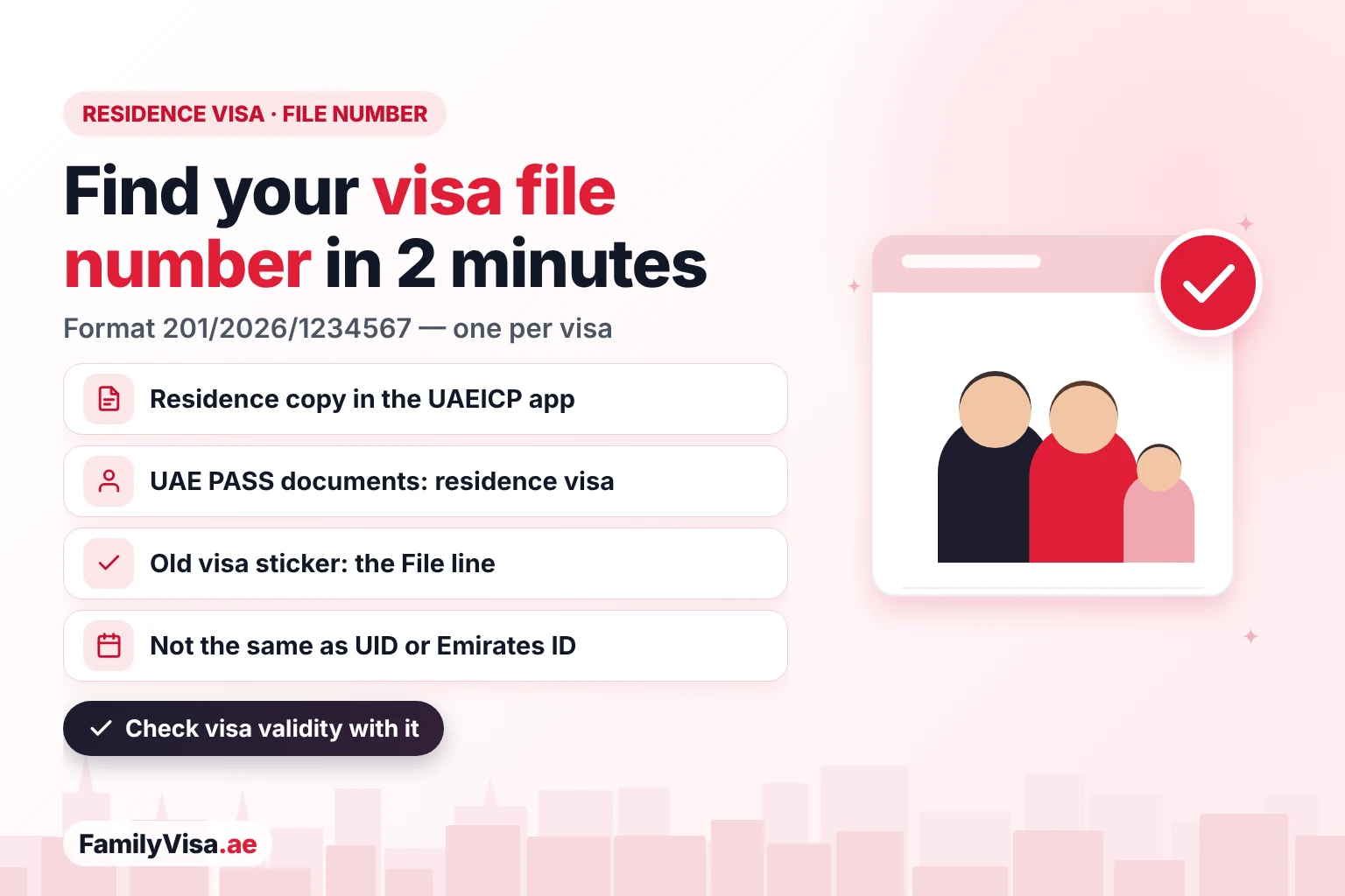 Where to find your UAE residence visa file number: the residence copy in the UAEICP app, UAE PASS documents or the old visa sticker, in the format 201/2026/1234567
