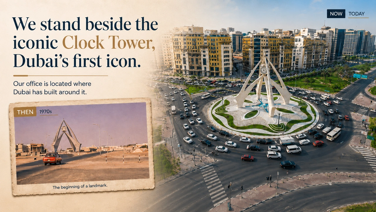 Dubai Clock Tower — the landmark right next to our office