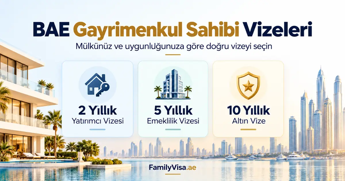 BAE mülk sahibi vizeleri: 2 Yıllık Yatırımcı Vizesi, 5 Yıllık Emeklilik Vizesi ve 10 Yıllık Altın Vize — karı koca Ekim 2026'dan itibaren mülklerini yeniden birleştirebilir